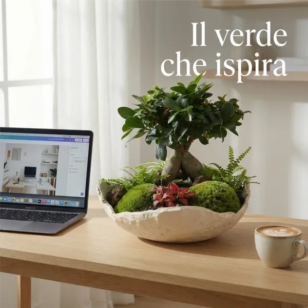 Kit Terrarium Fai da Te "Geo Terrarium" | Giardino Zen con Bonsai e Ciotola Artigianale