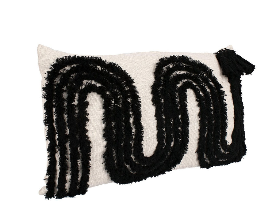 cuscino color nero e bianco in cotone con cerniera sfoderabile
