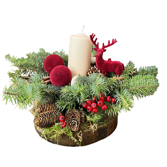 Centrotavola Ø 25 cm  Abies Nobilis Bordeaux