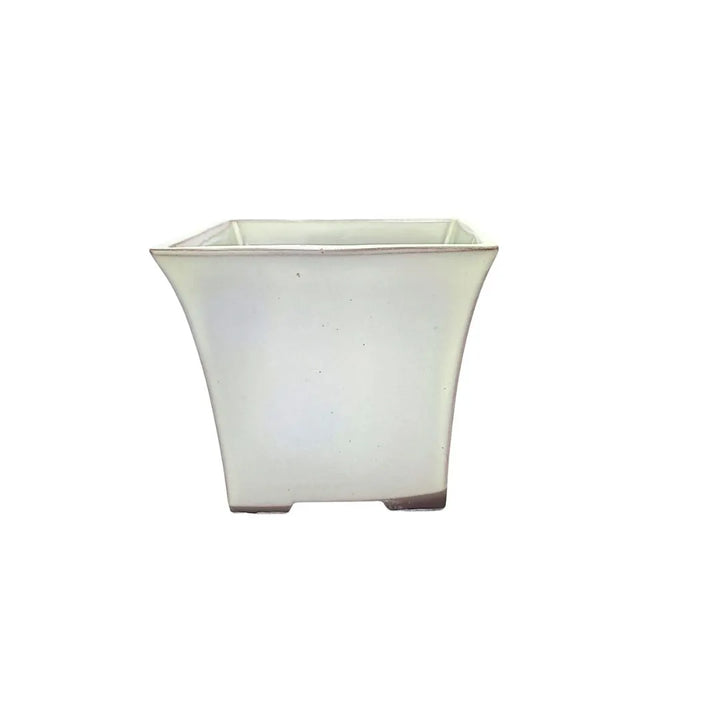 Vasi quadrati alti per bonsai stile a cascata, finitura blu smaltata, ceramica artigianale giapponese