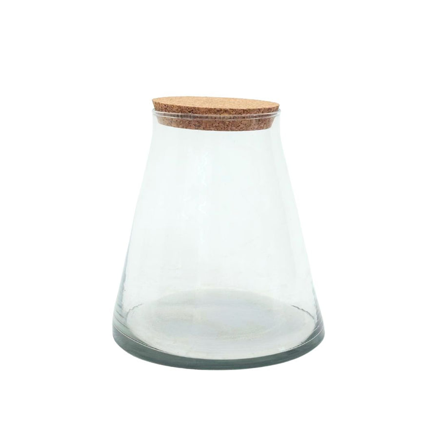 Vaso trasparente in vetro soffiato con tappo in sughero naturale