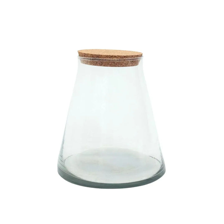 Vaso trasparente in vetro soffiato con tappo in sughero naturale