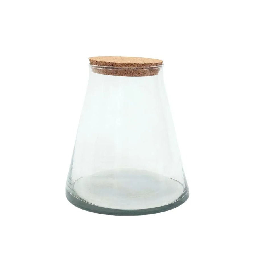 Vaso trasparente in vetro soffiato con tappo in sughero naturale