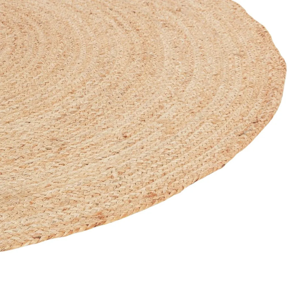 Dettaglio trama intrecciata del tappeto rotondo in juta naturale Taniko To Ø300 cm