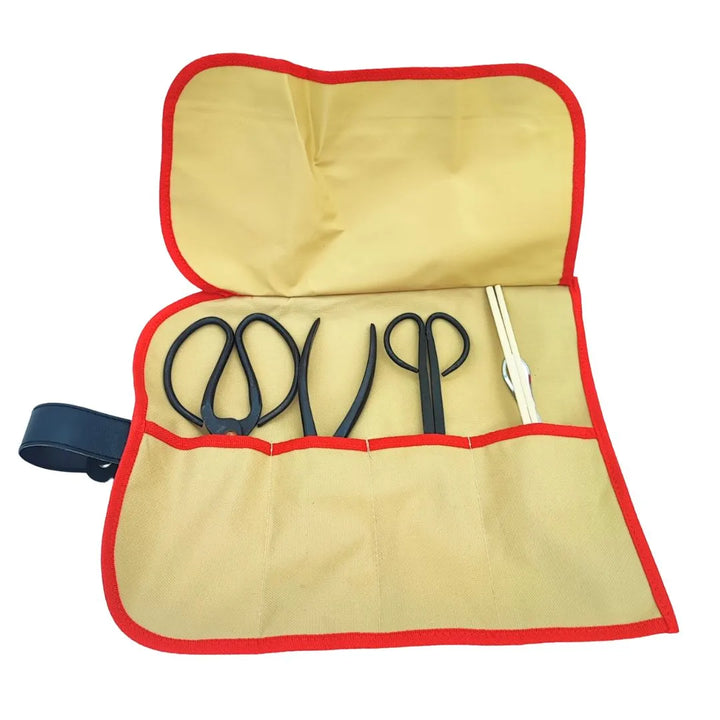  Set attrezzi bonsai Mistral con forbici, tronchese e pinzette in custodia arrotolabile