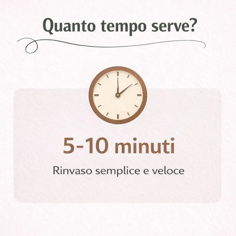 infografica che mostra in quanto tempo serve per reinvasare una con il kit 