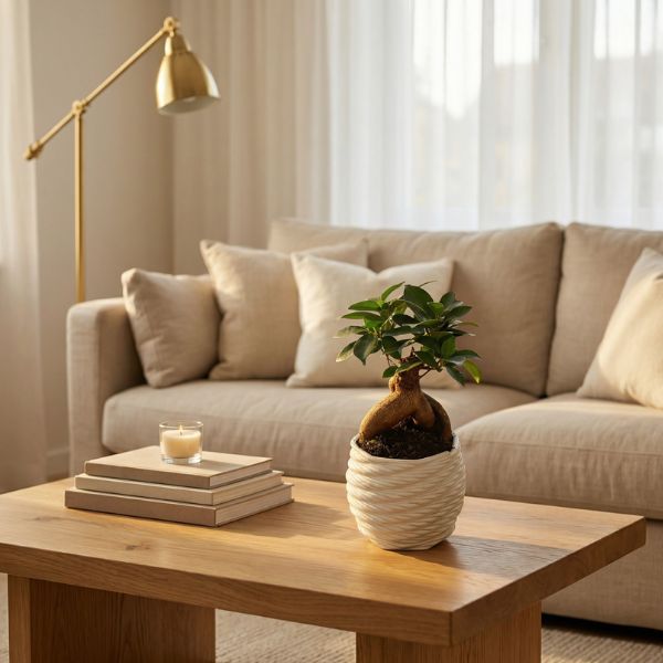 Bonsai ficus ginseng in vaso artigianale Carina D.11 in argilla