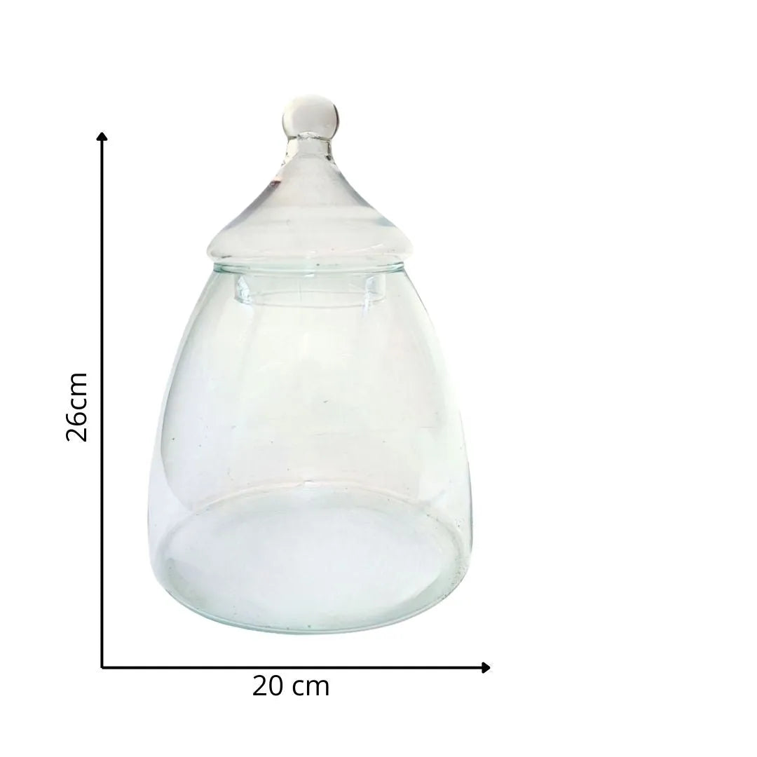 MIsure del contenitore in vetro soffiato 26 altezza 20 di diametro 