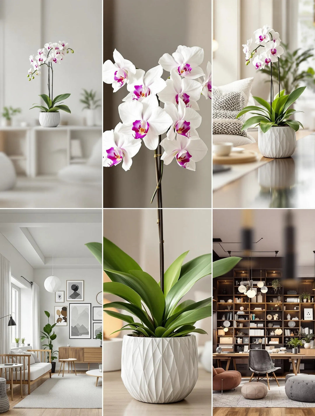 collage foto di vari posizionamenti di orchidea