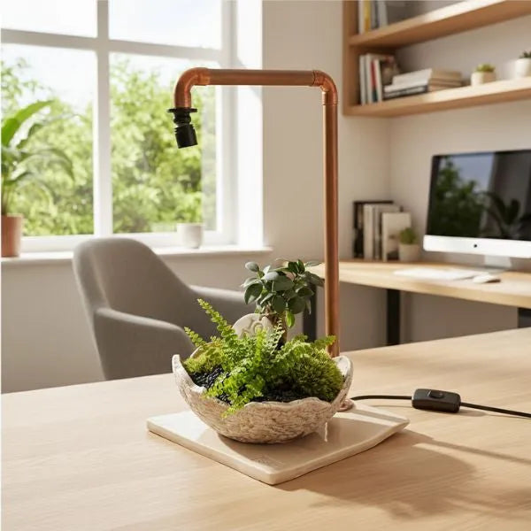 Base in ceramica artigianale con luce