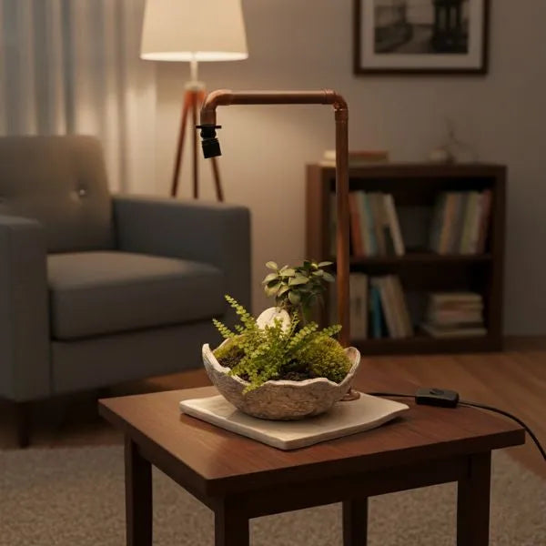 Base in ceramica artigianale con luce