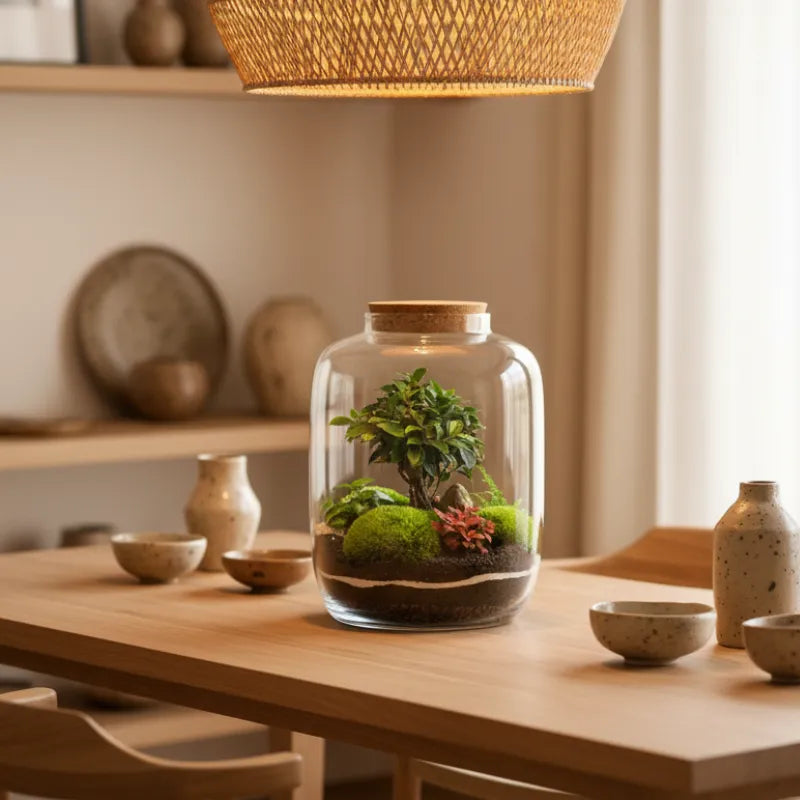 Terrarium piante grande - Terrarium Zeno in un ambiente domestico moderno