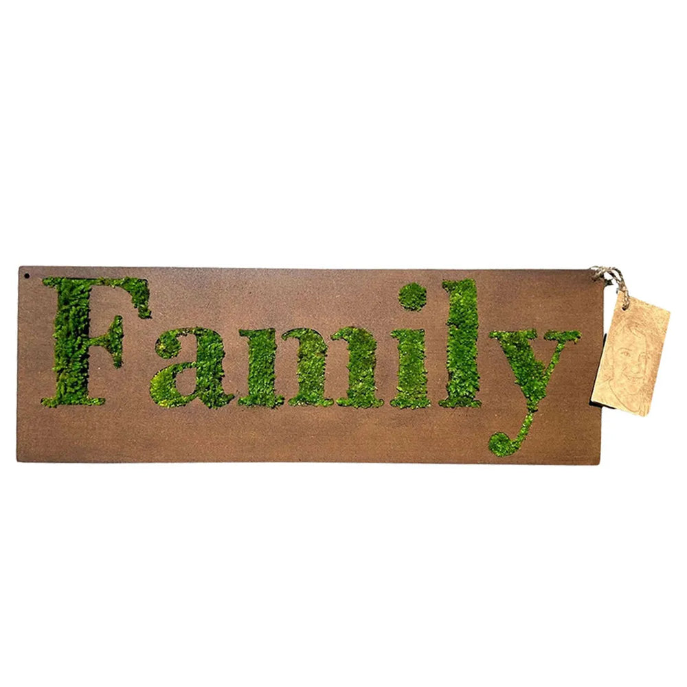 immagine mostra un quadro con scritta family com muschio stabilizzato 