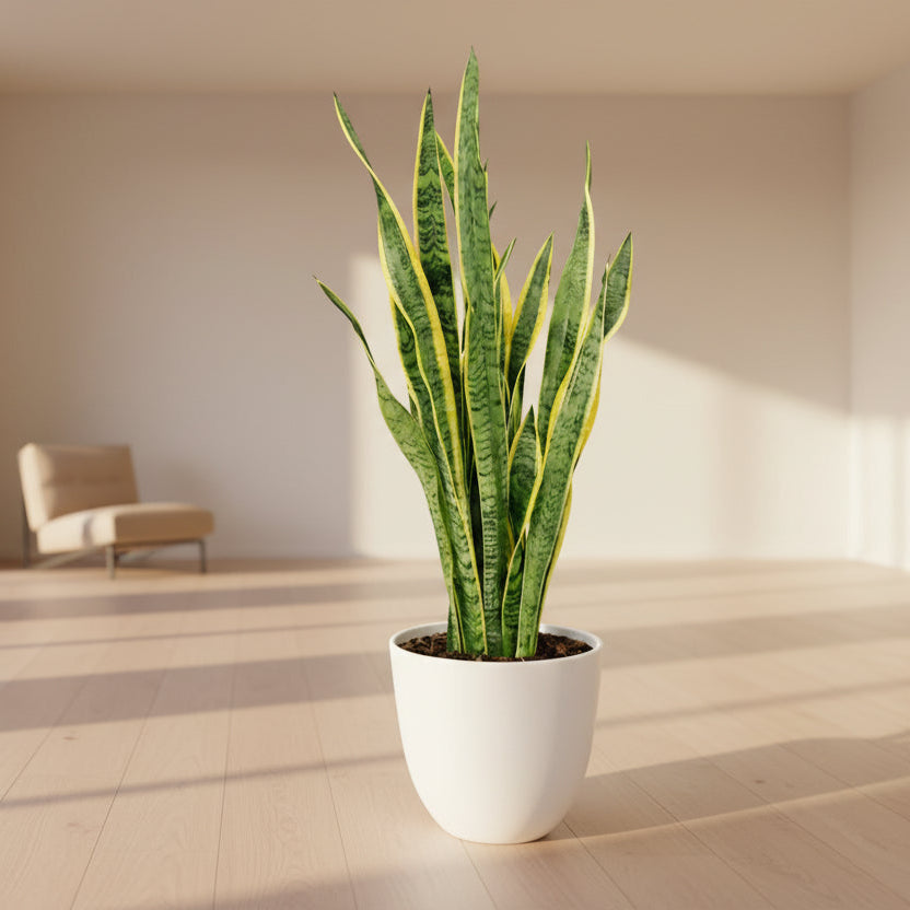 Sansevieria Laurentii - dettaglio delle foglie striate di giallo e verde