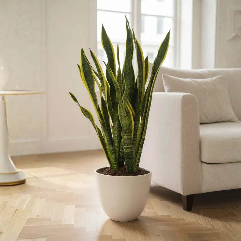 Sansevieria Laurentii Extra - dettaglio foglie variegate giallo oro
