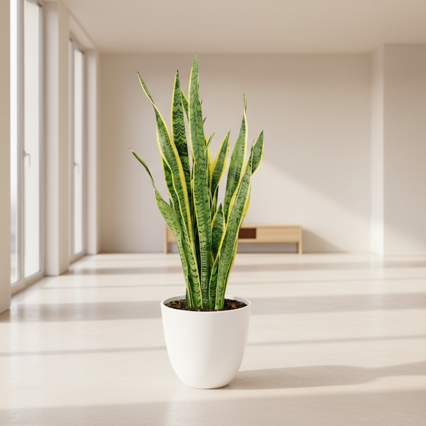 Sansevieria Laurentii - vista dall'alto della pianta in vaso D.21 cm