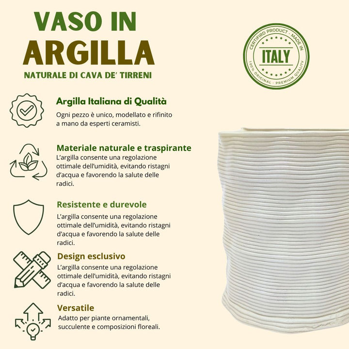Vaso artigianale in argilla “Andromeda” M – Diametro 11 cm, Altezza 12 cm