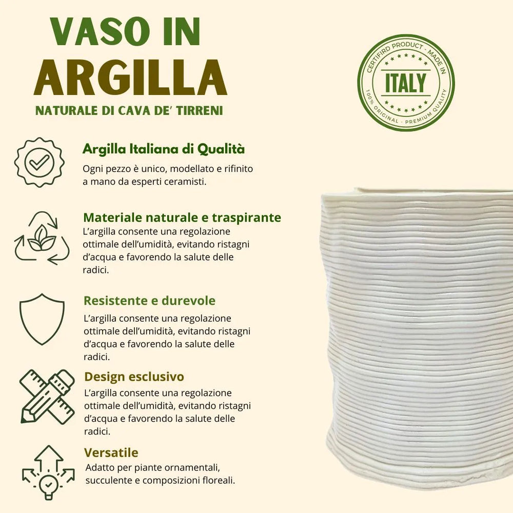 Vaso artigianale in argilla “Andromeda” M – Diametro 11 cm, Altezza 12 cm - i Giardini di Giulia 