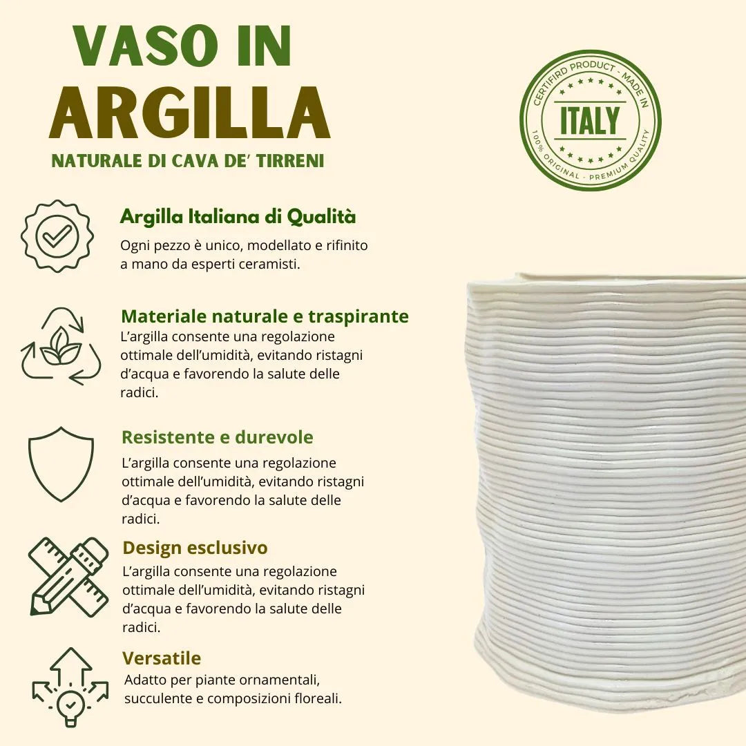 Vaso artigianale in argilla “Andromeda” M – Diametro 11 cm, Altezza 12 cm - i Giardini di Giulia 