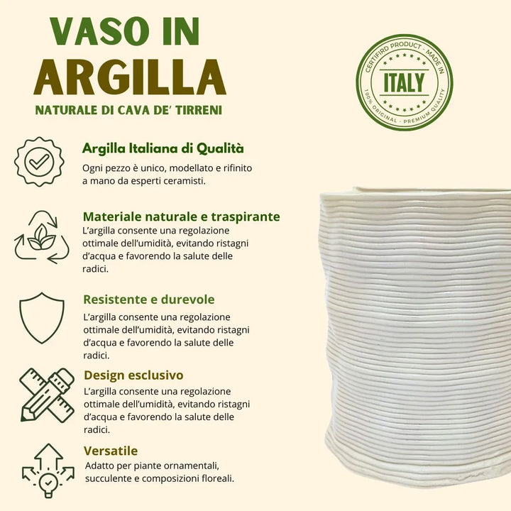 Vaso artigianale in argilla “Andromeda” M – Diametro 11 cm, Altezza 12 cm - i Giardini di Giulia 
