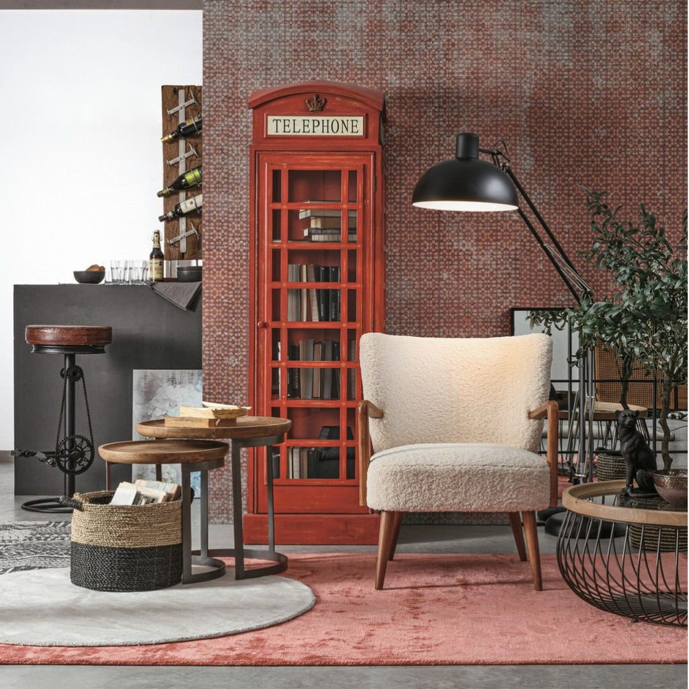 Vista frontale del tappeto Belize corallo con frange decorative