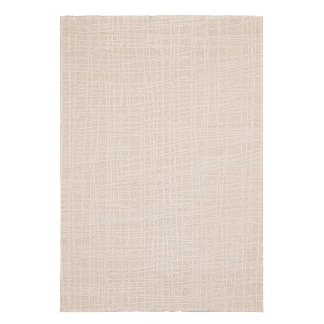 Vista dall’alto del tappeto Tania beige chiaro cream con trama geometrica