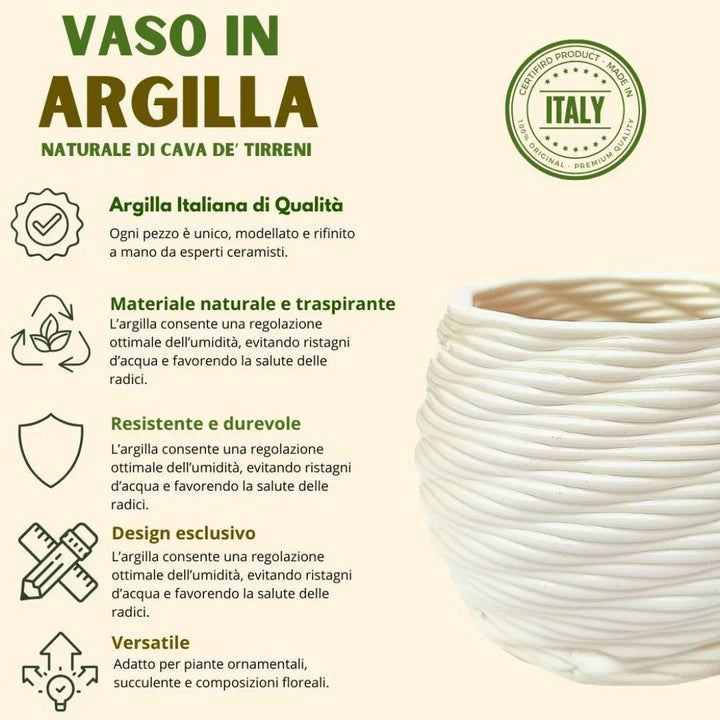 Vaso in argilla smaltata 14 cm, lucentezza elegante per arredamento contemporaneo