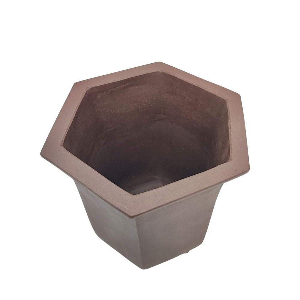 Vaso bonsai a cascata esagonale artigianale in ceramica Yixing non smaltata

