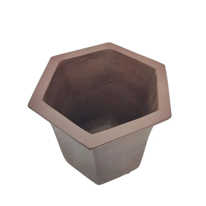 Vaso bonsai a cascata esagonale artigianale in ceramica Yixing non smaltata

