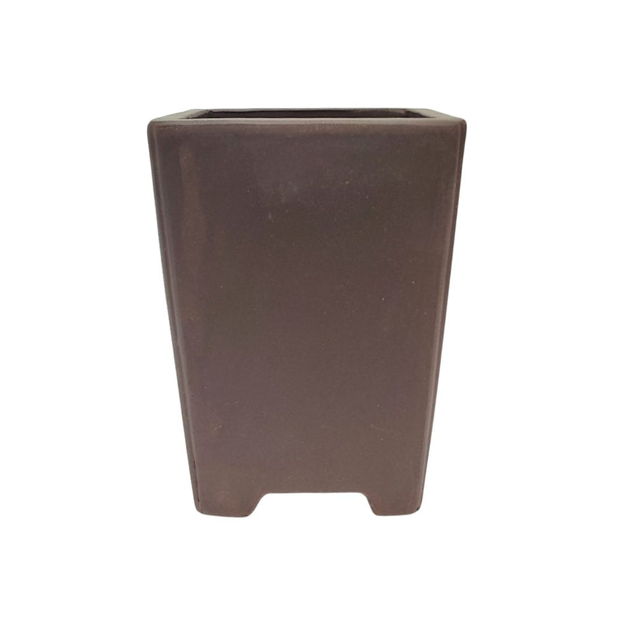 Vaso quadrato a cascata in ceramica non smaltata marrone per bonsai, prodotto artigianalmente a Yixing.