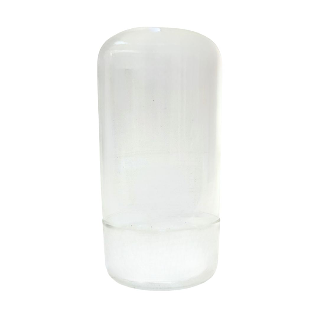 Contenitore in vetro soffiato trasparente con coperchio H19 D9 cm
