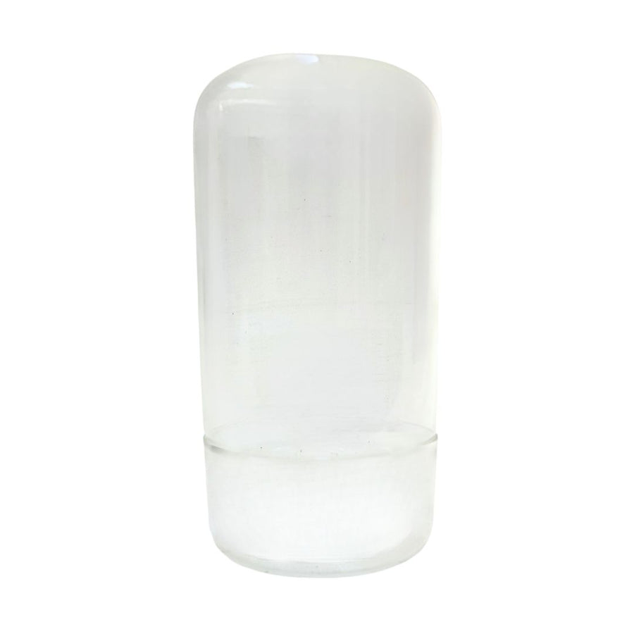 Contenitore in vetro soffiato trasparente con coperchio H19 D9 cm