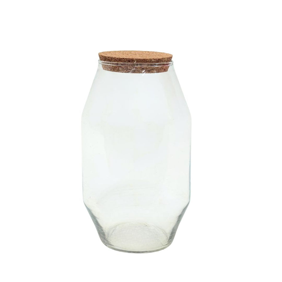 Contenitore in vetro soffiato vuoto con tappo in sughero – 20x12 cm