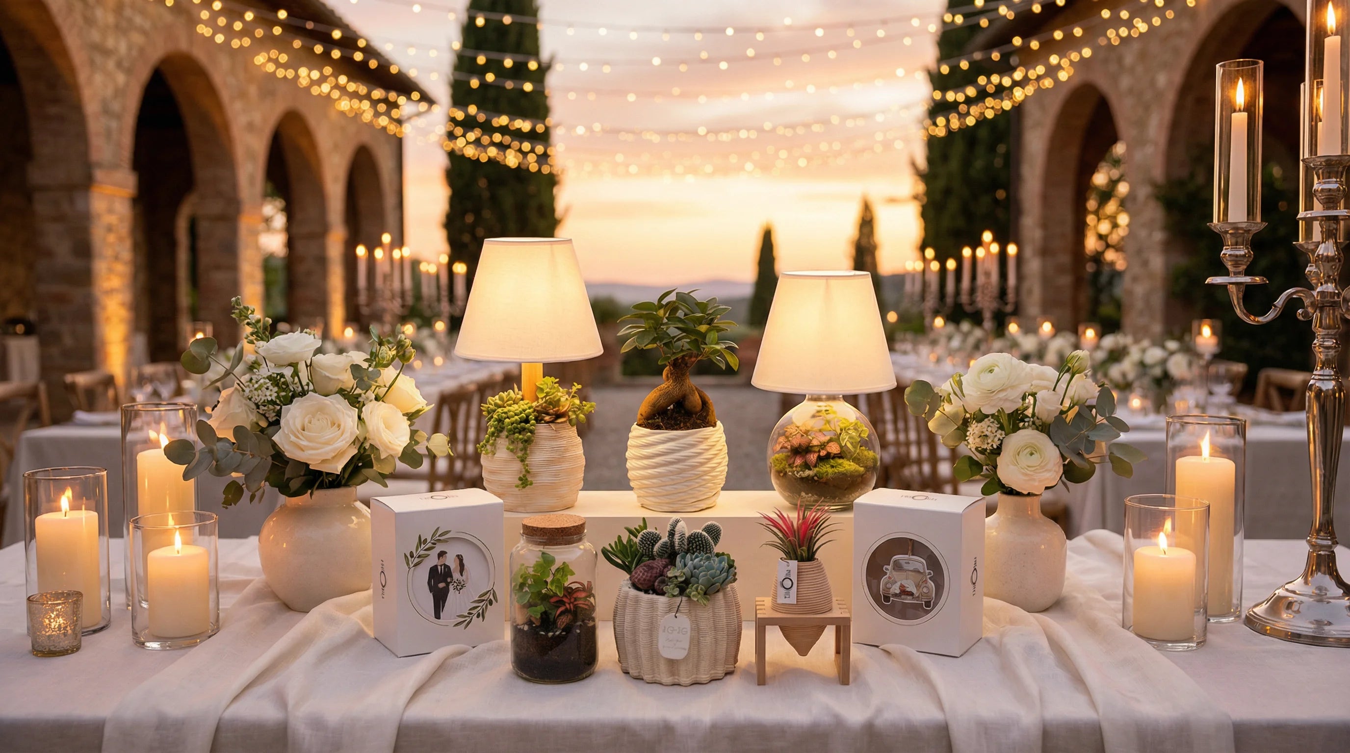 Bomboniere matrimonio con bonsai terrarium e piante in vasi ceramica - I Giardini di Giulia