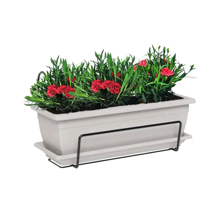 Kit fioriera Nara da balcone 40 cm con 3 piante di Garofano rossi, sottovaso e supporto in metallo – I Giardini di Giulia