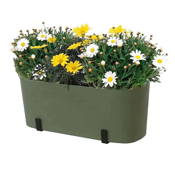 Fioriera Paros verde con 3 piante fiorite

