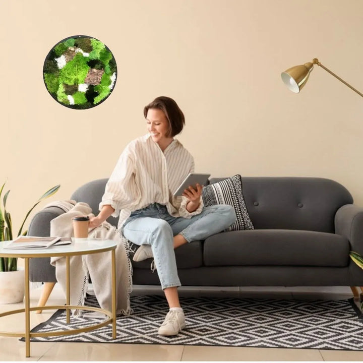 Kit Verde stabilizzato , Quadro tondo diametro 30 cm. - i Giardini di Giulia