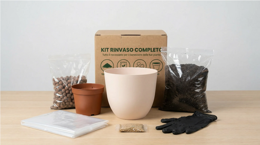 Kit Rinvaso Completo con coprivaso avorio Ø15 cm in plastica riciclata - i Giardini di Giulia