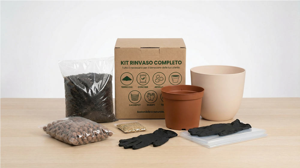 Kit Rinvaso Completo con coprivaso avorio Ø20 cm in plastica riciclata - i Giardini di Giulia