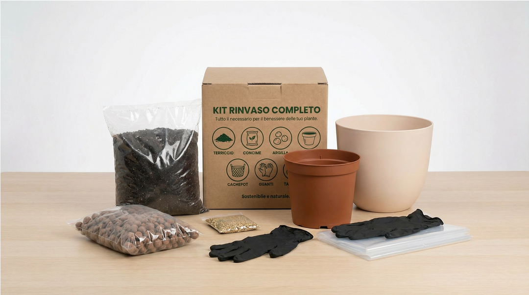 Kit Rinvaso Completo con coprivaso avorio Ø20 cm in plastica riciclata - i Giardini di Giulia
