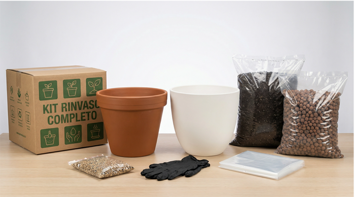 Kit Rinvaso flat lay con coprivaso bianco 25cm