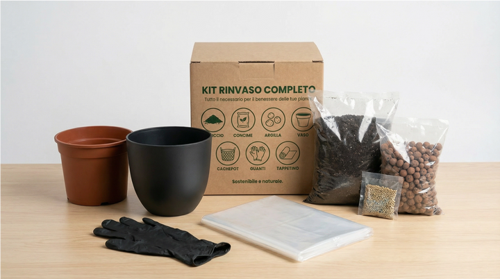 Kit Rinvaso Completo con coprivaso nero Ø20 cm in plastica riciclata - i Giardini di Giulia