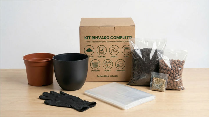 Kit Rinvaso Completo con coprivaso nero Ø20 cm in plastica riciclata - i Giardini di Giulia