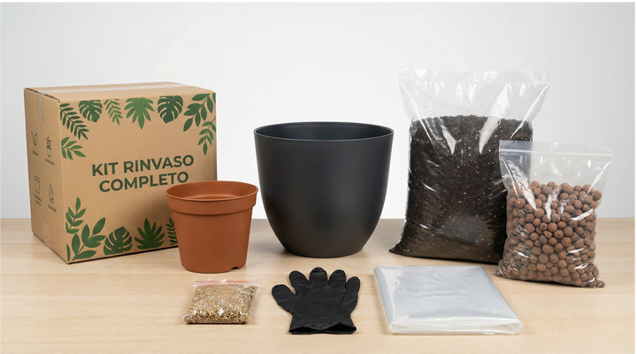 Kit Rinvaso su tavolo con coprivaso nero 25cm