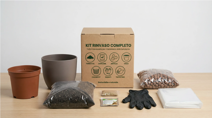 Kit Rinvaso Completo con coprivaso tortora Ø20 cm in plastica riciclata - i Giardini di Giulia