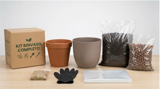 Kit Rinvaso su tavolo con coprivaso tortora 25cm