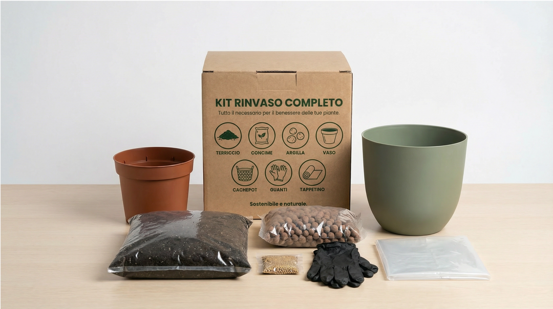 Kit Rinvaso Completo con coprivaso verde Ø15 cm in plastica riciclata - i Giardini di Giulia