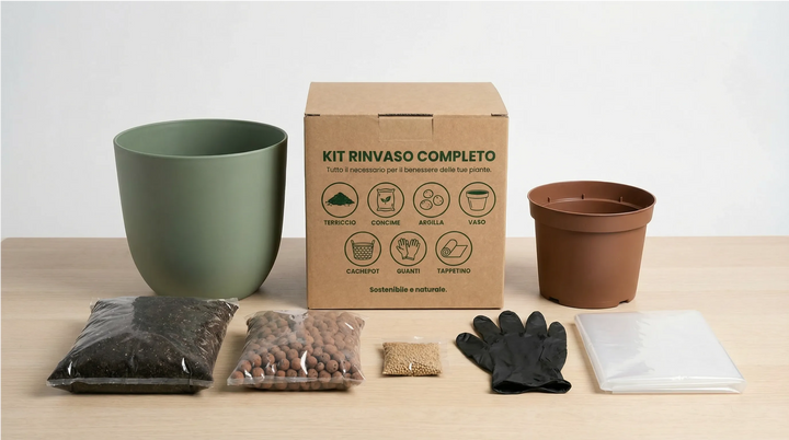 Kit Rinvaso Completo con coprivaso verde Ø20 cm in plastica riciclata - i Giardini di Giulia