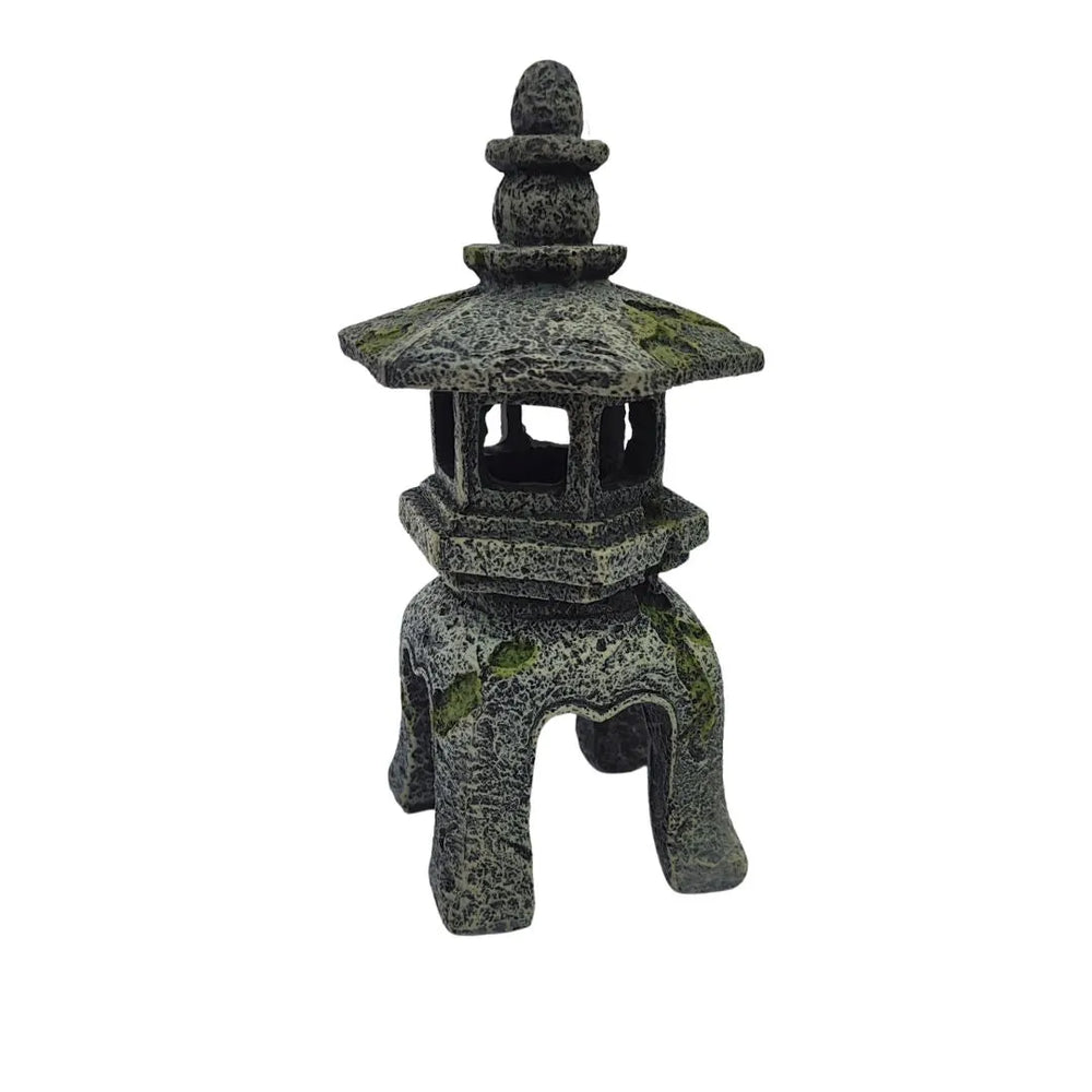 Pagoda zen in resina effetto pietra, decorazione per composizioni zen, terrarium e giardini in vetro