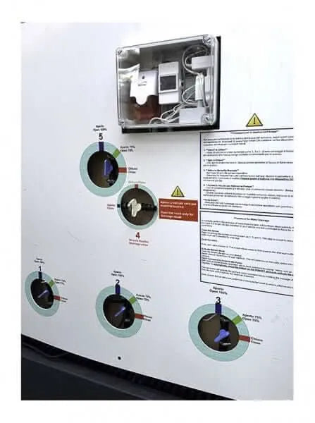 Pannello posteriore del sistema Verde Viva con controlli manuali e display





